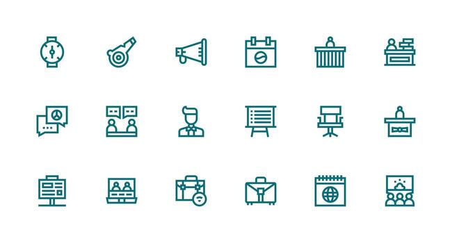 18 Strong Stroke Line Designs for Meeting Icons Core Icon Collection for Daily Tasks vector