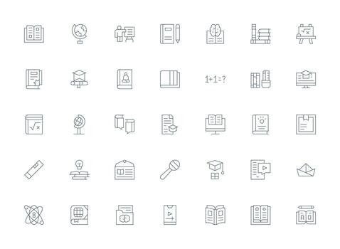 35 Light Line Vectors for Learning Theme Clean Icon Set Icon Pack for UI Projects
