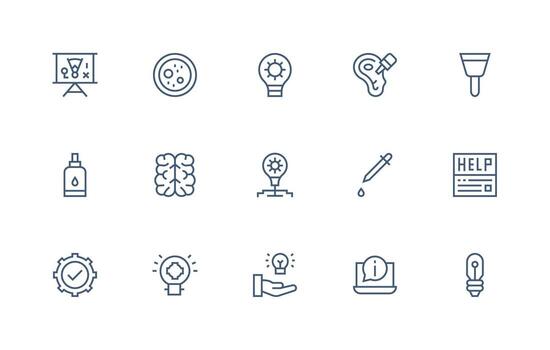 Solution Icon Collection with 15 Regular Line Designs Functional Icon Series vector