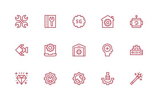 Upgrade featuring 15 Icons in Regular Line Design Pixel Perfect Icon Set vector