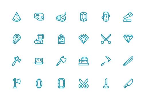 Cut Icon Collection with 24 Thick Line Line Designs User Interface Icons for Digital Products vector