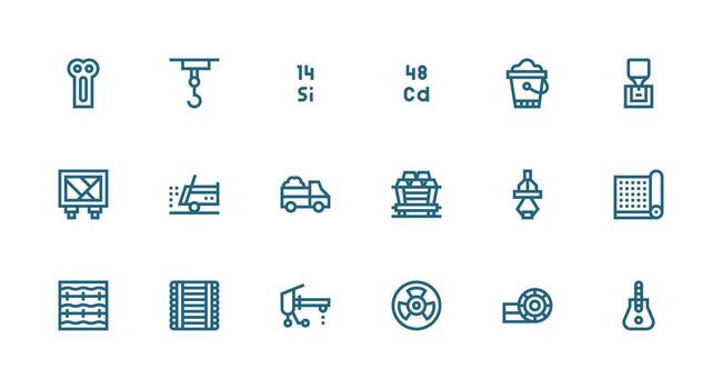 Strong Stroke Line Icons from Material Set with 18 Vectors Quick Access Icons for UI Development