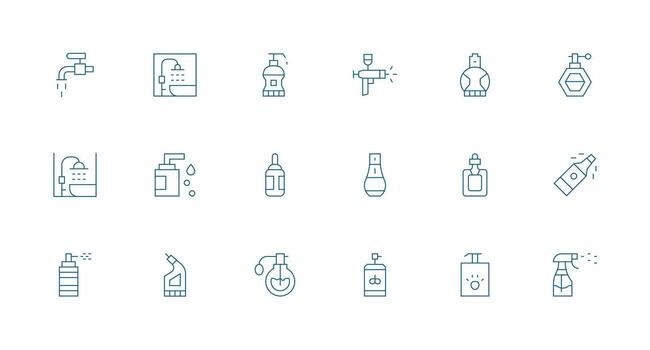 Spray Set with 18 Minimal Line Icons Icon Collection Set vector
