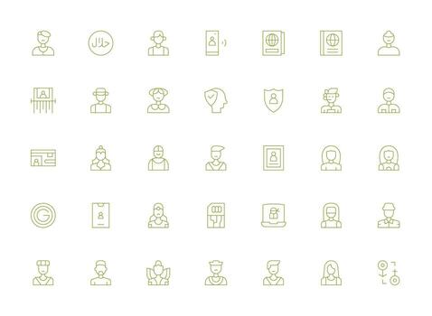 Identity Icon Collection with 35 Light Line Designs Icon Set for Web vector