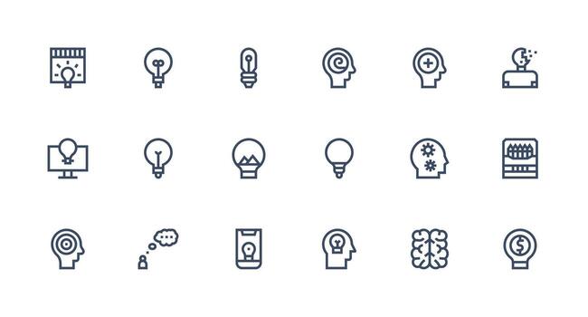 Strong Stroke Line Icons from Creativity Set with 18 Vectors Neatly Designed Icons for Web Platforms