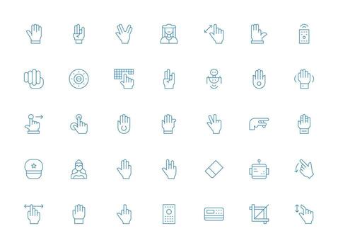 Command Set with 35 Light Line Icons Clear and Concise Icon Set Collection vector