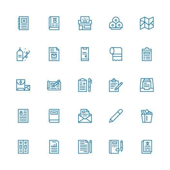 Paper featuring 25 Icons in Medium Stroke Outline Design Multi-Style Icons for Creative Projects vector