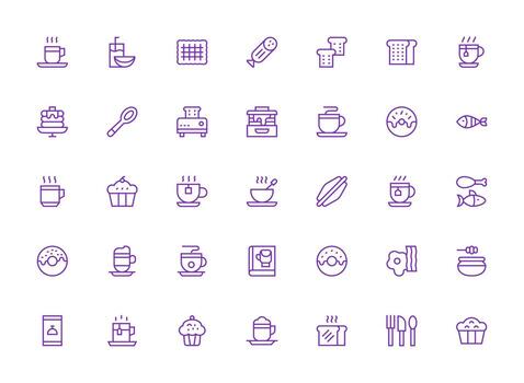35 Regular Clean Line Vectors for Breakfast Theme Multi-Purpose Icon Pack for Templates