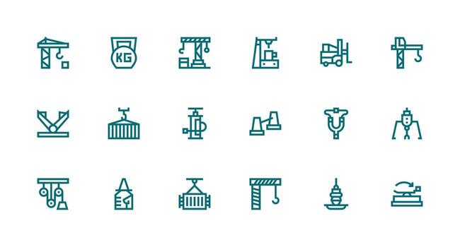 Strong Stroke Line Icons from Lifting Set with 18 Vectors Icon Set