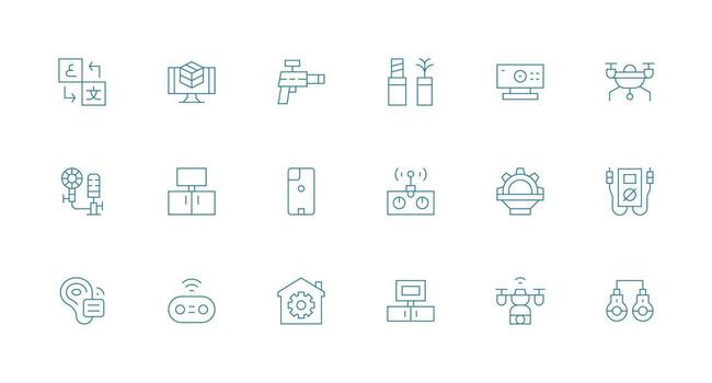 Tech Icon Set with 18 Minimal Line Graphics High-Resolution Icons for Any Platform vector