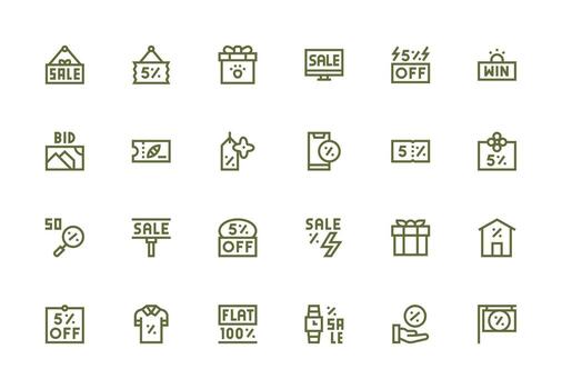 oferta presentando 24 íconos en grueso línea línea diseño ui icono conjunto vector