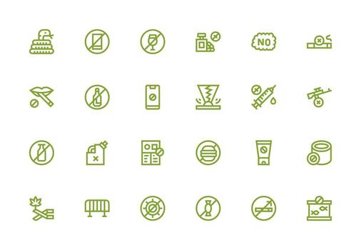 24 Thick Line Line Designs for Prohibition Icons Fully Editable Icon Set for Web vector
