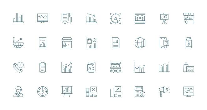 32 Icons for Sales in Thin Line Format Compact Icon Pack vector