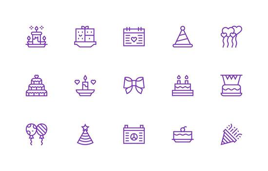15 Icons for Anniversary in Regular Line Format UI and UX Focused Icon Collection vector