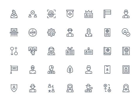 identidad diseño íconos presentando 35 en regular limpiar línea estilo básico icono serie vector