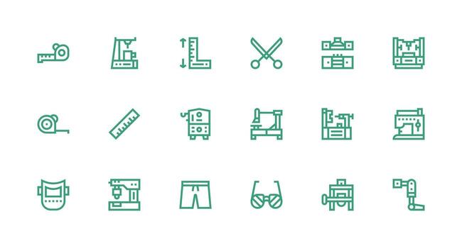 Fabrication Icon Set with 18 Strong Stroke Line Graphics Interface Icon Collection vector