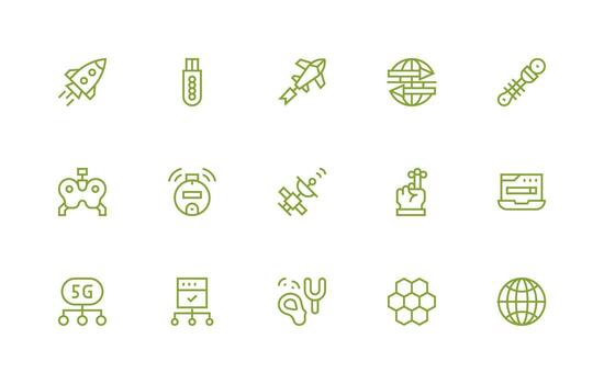 Regular Line Icons from Technology Set with 15 Vectors Compact Icon Pack