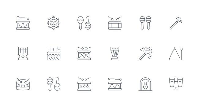 18 Minimal Line Style Icons from Percussion Collection User Interface Icons for Digital Products vector