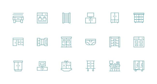 Drawers Design Icons featuring 18 in Minimal Line Style Icons Built for Visual Consistency Pack vector