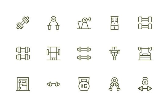 Regular Line Icons from Bodybuilding Set with 15 Vectors Compact Icon Pack