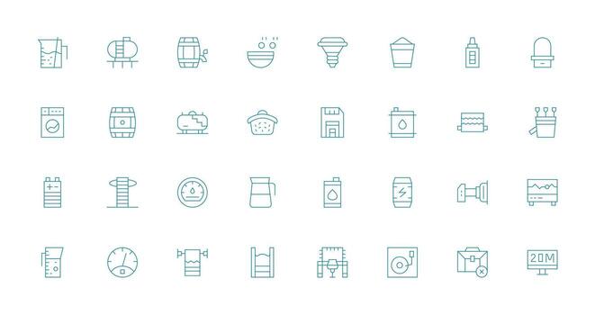 Capacity featuring 32 Icons in Thin Line Design Organized Glyph Icons for Fast Design vector