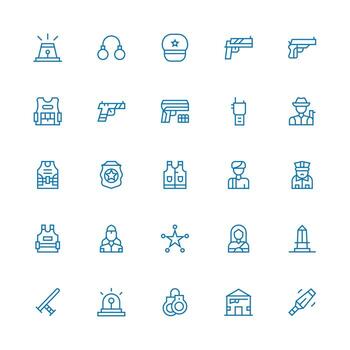 Police featuring 25 Icons in Medium Stroke Outline Design Clean Icon Set Icon Pack for UI Projects vector