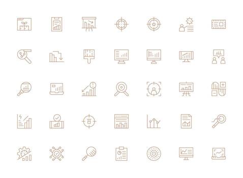 Light Line Style Metrics Icons with 35 Vectors Multi-Style Icon Collection