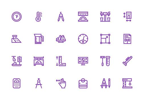 Thick Line Line Icons from Scale Set with 24 Vectors Essential Icon Collection