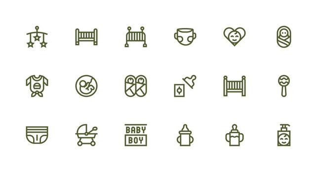 Infant Icon Set with 18 Strong Stroke Line Graphics Modern Icon Set vector