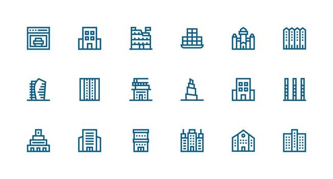 Strong Stroke Line Icons from Multistory Set with 18 Vectors Quick Access Icons for UI Development
