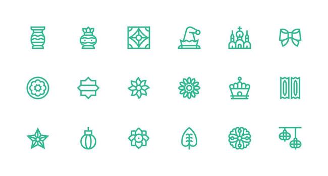 Ornament featuring 18 Icons in Strong Stroke Line Design Theme-Based Icon Pack vector
