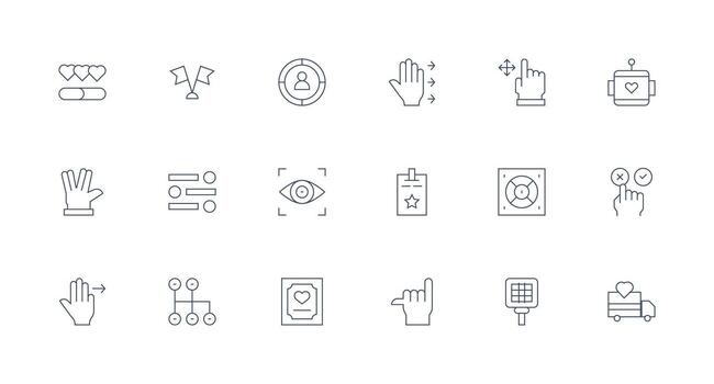 18 Minimal Line Vectors for Selection Theme Responsive Icon Set for Flexible Layouts