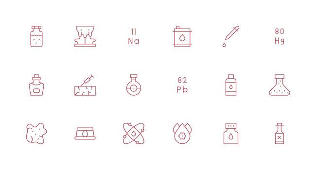 Substance Icon Collection with 18 Minimal Line Designs Multi-Style Icon Collection vector