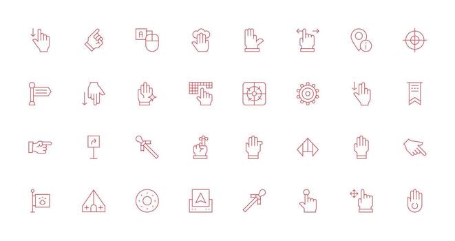 Delgado línea íconos desde puntero conjunto con 32 vectores organizado icono paquete para rápido acceso