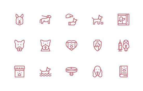 Regular Line Style Dog Icons with 15 Vectors Neutral Style Icons for Any Project
