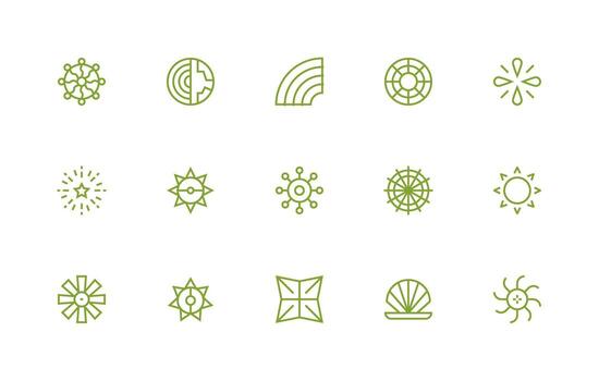 Radiating featuring 15 Icons in Regular Line Design Sharp Icons for Presentations vector