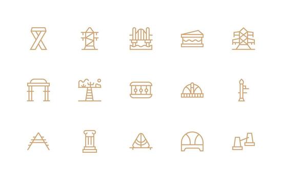 Support Structure including 15 Regular Line Illustrations Minimal Icon Set for Interface Projects vector