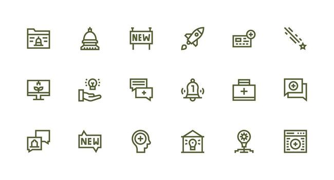 Strong Stroke Line Icons from New Set with 18 Vectors Compact Icon Pack