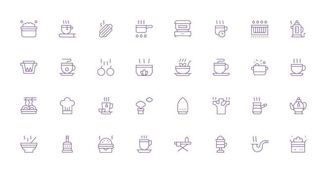 Steam Visual Pack containing 32 Thin Line Icons Scalable Icons for All Themes vector