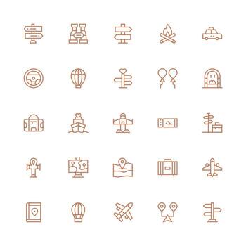 Journey featuring 25 Icons in Medium Stroke Outline Design Scalable Icons for All Themes vector