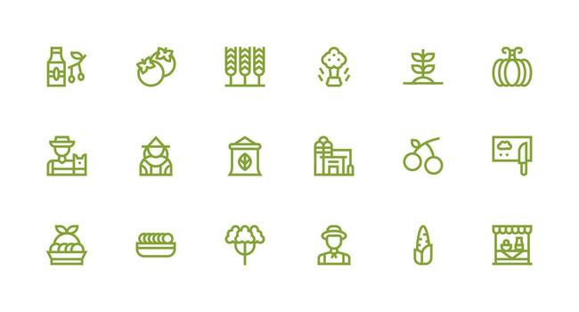 18 Strong Stroke Line Icons for Produce Graphics Sharp Icons for Presentations vector