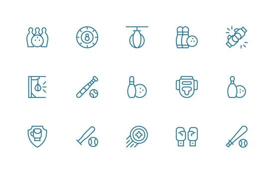 Strike Icon Set with 15 Regular Line Graphics Multi-Style Icons for Creative Projects vector