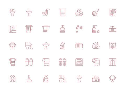 Light Line Icons from Bathroom Set with 35 Vectors Core Icon Collection for Daily Tasks
