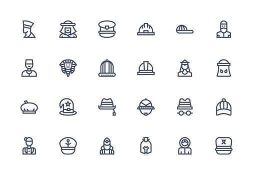 24 Icons for Headwear in Thick Line Line Format Core Icon Collection for Daily Tasks vector