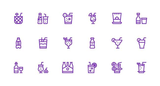 NonAlcoholic Visual Pack containing 18 Strong Stroke Line Icons Multi-Purpose Icon Pack for Templates vector