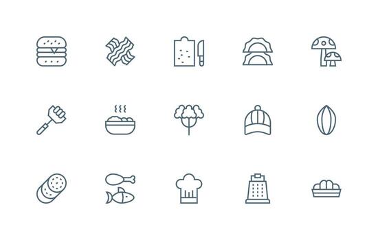 Culinary Set with 15 Regular Line Icons Clean Icon Set Icon Pack for UI Projects vector