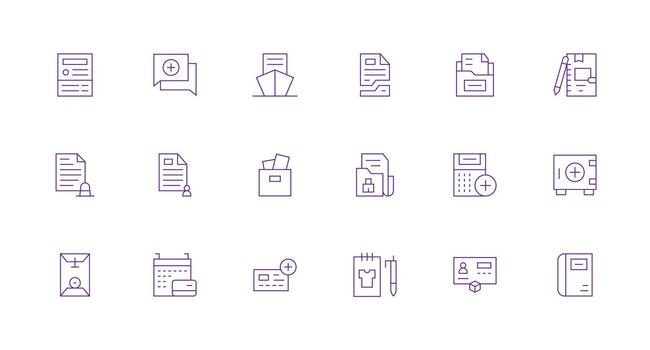 18 Icons for Recordkeeping in Minimal Line Format Simplified Icon Pack for Visual Tools vector