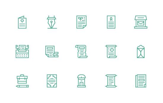 15 Regular Line Style Icons from Letter Collection Clear and Concise Icon Set Collection vector