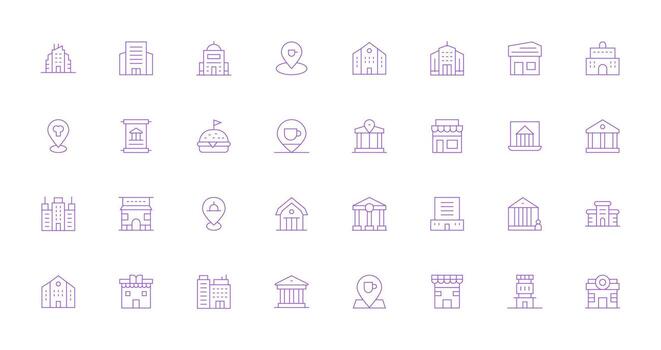 32 Thin Line Designs for Establishment Icons Reliable Icons for All Interfaces vector