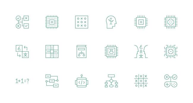 18 lógica íconos en mínimo línea estético diseño icono colección vector